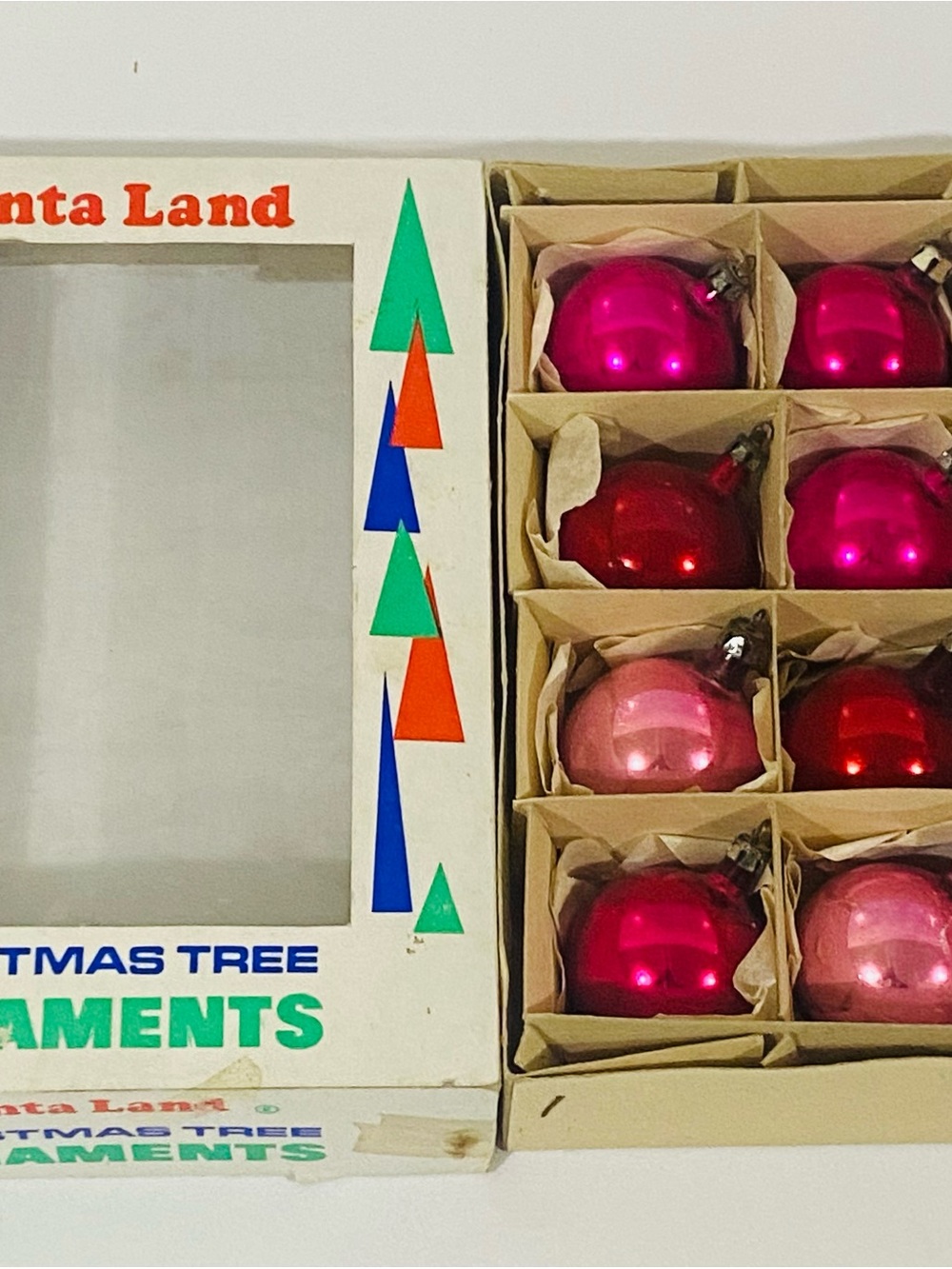 Pink and Red Glass Christmas Ornaments - 9 Pack